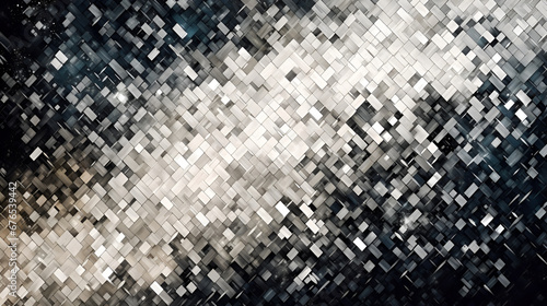 An array of black and white minuscule squares scattered across, perfect for wallpaper