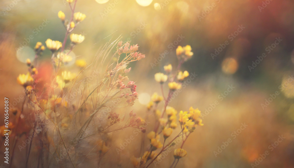 art autumn wild meadow at sunset macro image shallow depth of field abstract autumn nature background