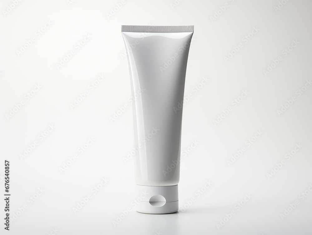 tubetto di crema cosmetica su sfondo neutro bianco, spazio per testo, fotografica estetica di prodotto cosmetico o farmaceutico da pubblicizzare tubetto di crema cosmetica su sfondo neutro bianco, spazio per testo, fotografica estetica di prodotto cosmetico o farmaceutico da pubblicizzare