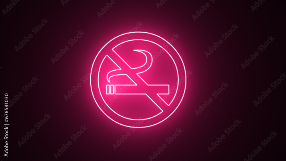 No smoking neon sign in black background. No smoking sign icon warning symbol neon lights. No smoking neon sign in black background. No smoking sign icon warning symbol neon lights.
