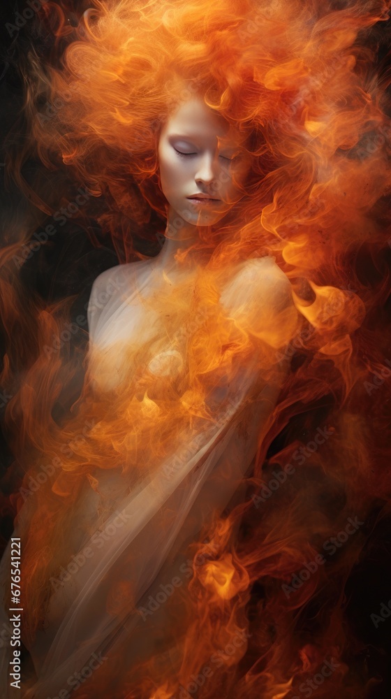 Red-head with Swirling Smoky hair Red-head with Swirling Smoky hair