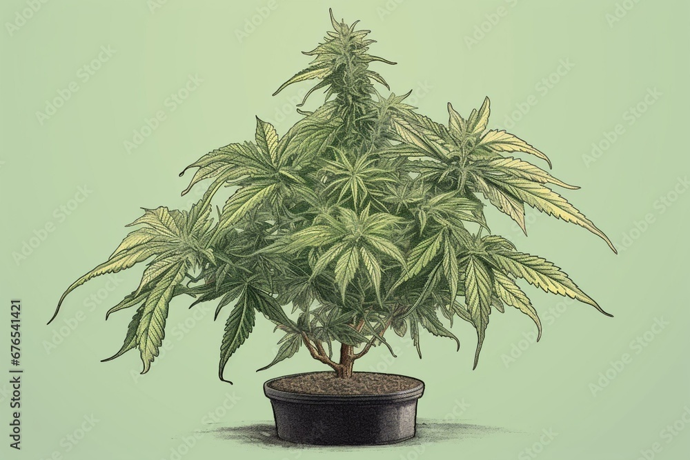 Illustration of a marijuana plant. Generative AI