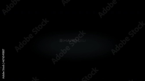 Shangqiu 3D title word made with metal animation text on transparent black photo