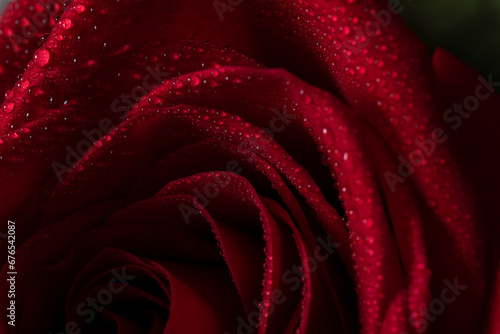 Red rose  water drops