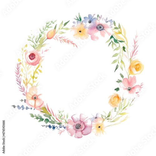 watercolor floral wreath isolated