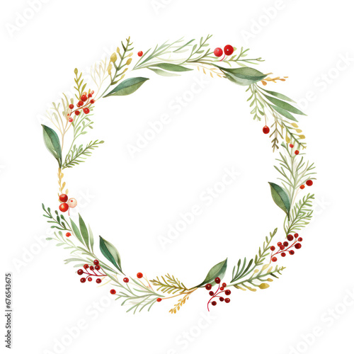 watercolor christmas wreath isolated