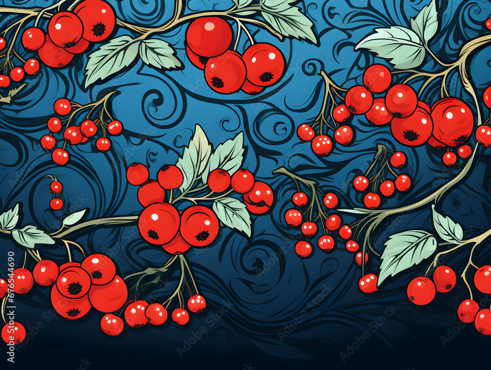 Illustration background with red berries Illustration background with red berries