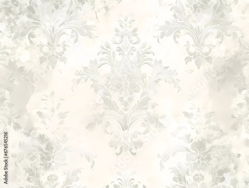 Old distressed white wallpapers with beautiful vintage patterns.