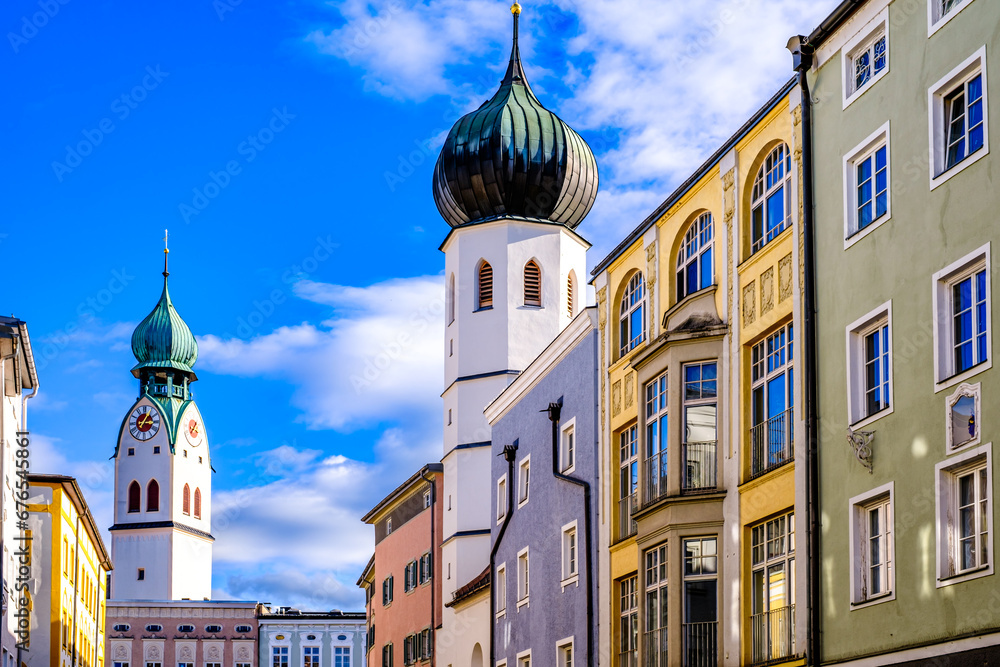 Fototapeta premium historic buildings at the old town of rosenheim - bavaria