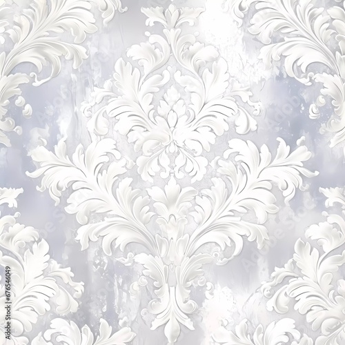 Old distressed white wallpapers with beautiful vintage patterns.