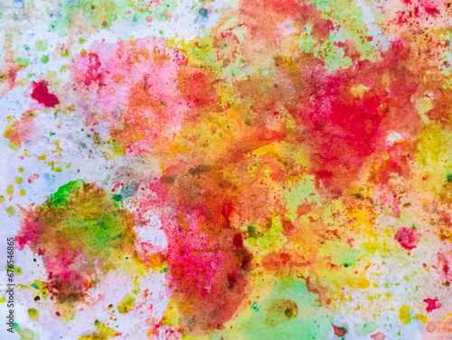 Abstract colorful grunge background. Watercolor stains on white paper.. Colorful paint grunge texture with cope space.