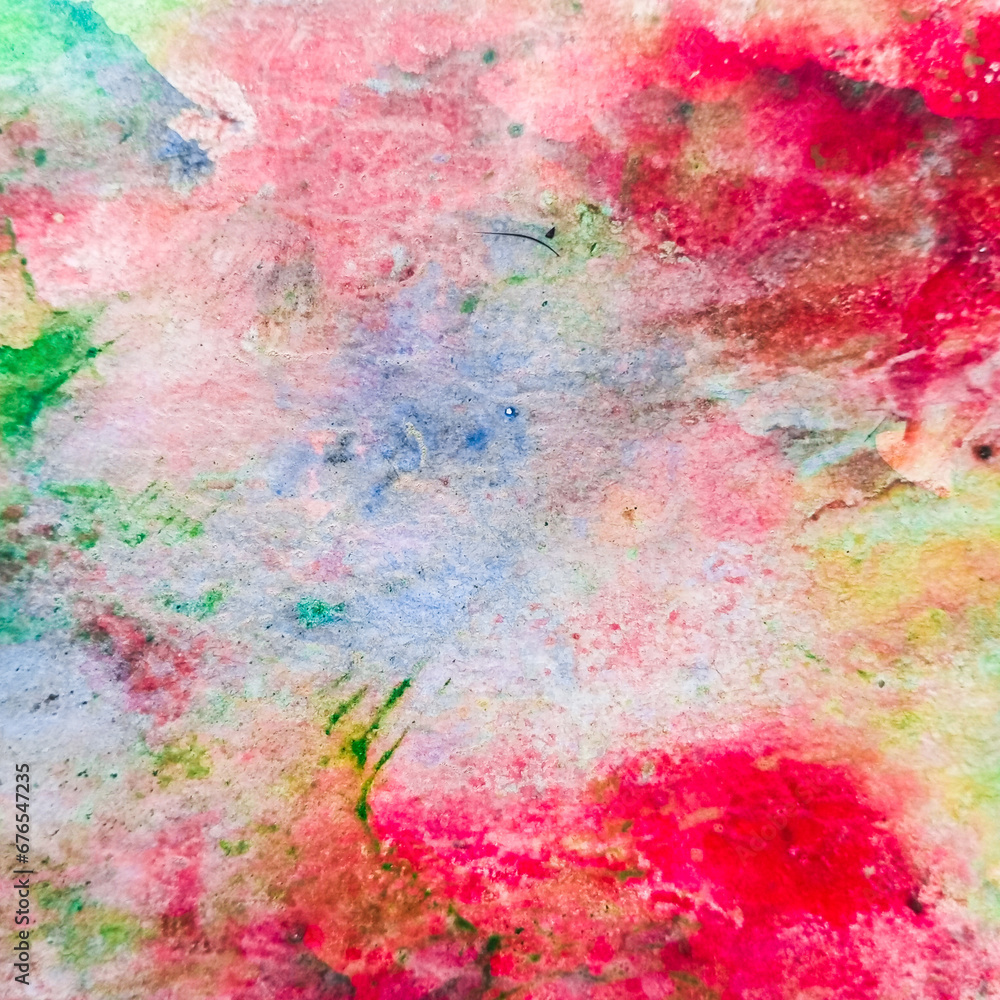 Abstract colorful grunge background. Watercolor stains on white paper.. Colorful paint grunge texture with cope space.