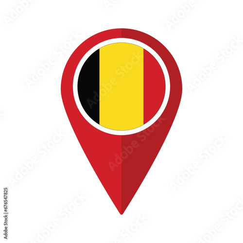 Flag of Belgium flag on map pinpoint icon isolated red color