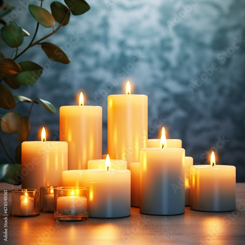 Foto von schönen weißen Kerzen mit Flamme