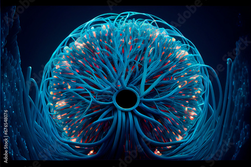 Optical fibers and internet cables background for futuristic