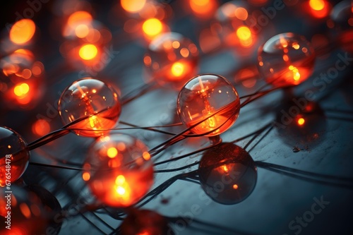 Glowing Christmas lights with shallow depth of field. Christmas background.