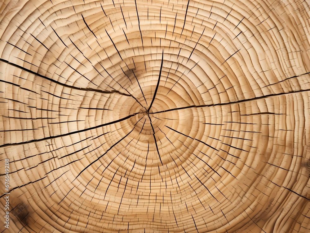 Fototapeta premium Wooden slice pattern. High quality wood texture. Cross section of tree. Background for interior