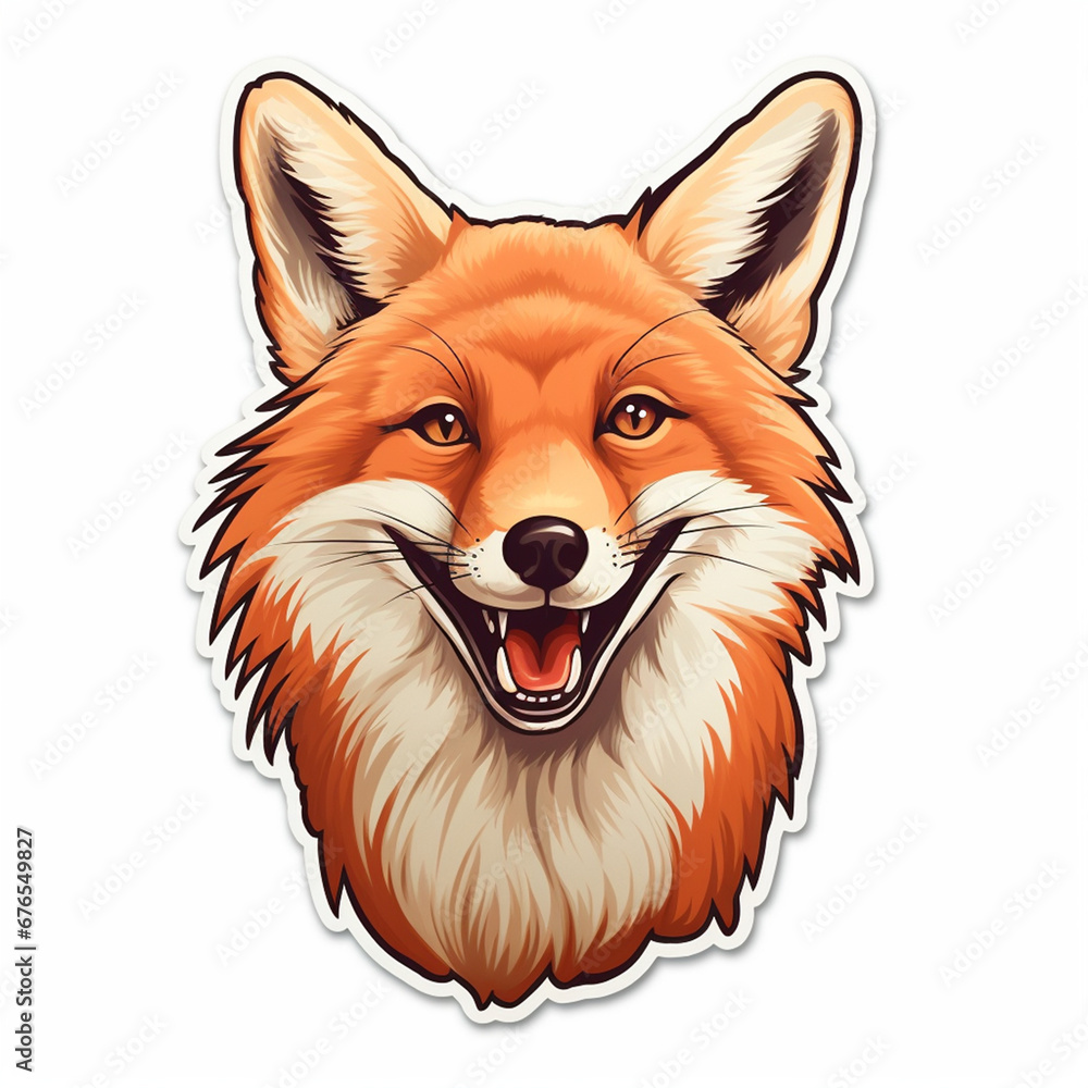 happy red fox sticker created with Generative Ai happy red fox sticker created with Generative Ai