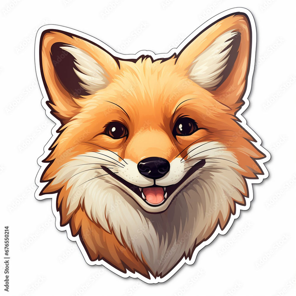 happy red fox sticker created with Generative Ai happy red fox sticker created with Generative Ai