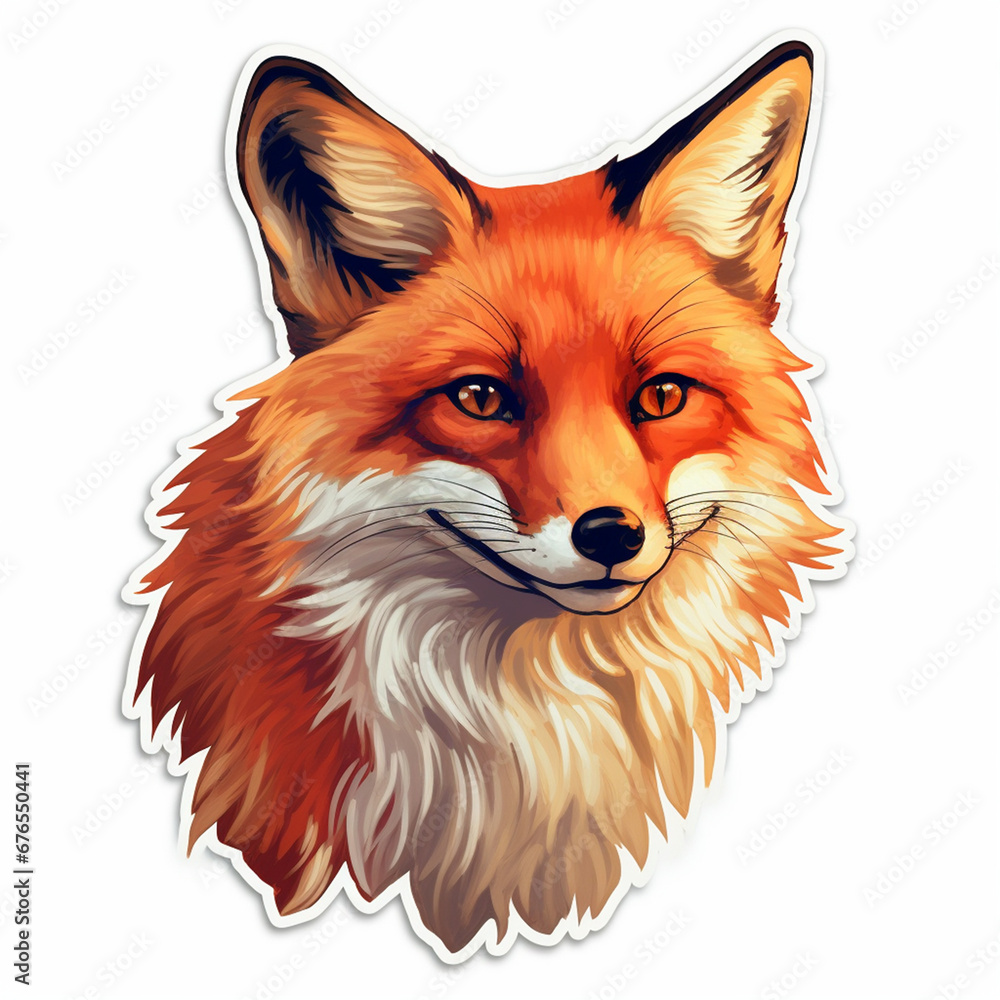 Obraz premium happy red fox sticker created with Generative Ai