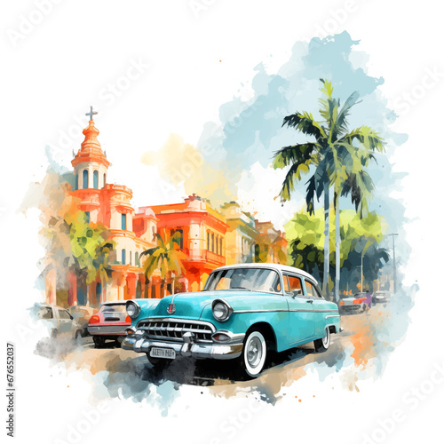 Havana watercolor paint ilustration art 