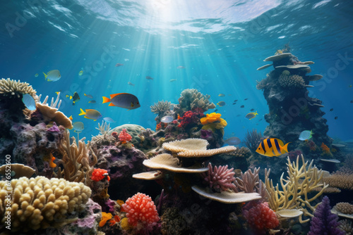 Underwater view of tropical sea bottom and wildlife