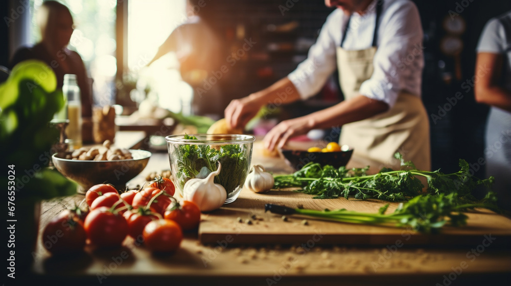 handsome chef preparing food in the kitchen. handsome chef preparing food in the kitchen.