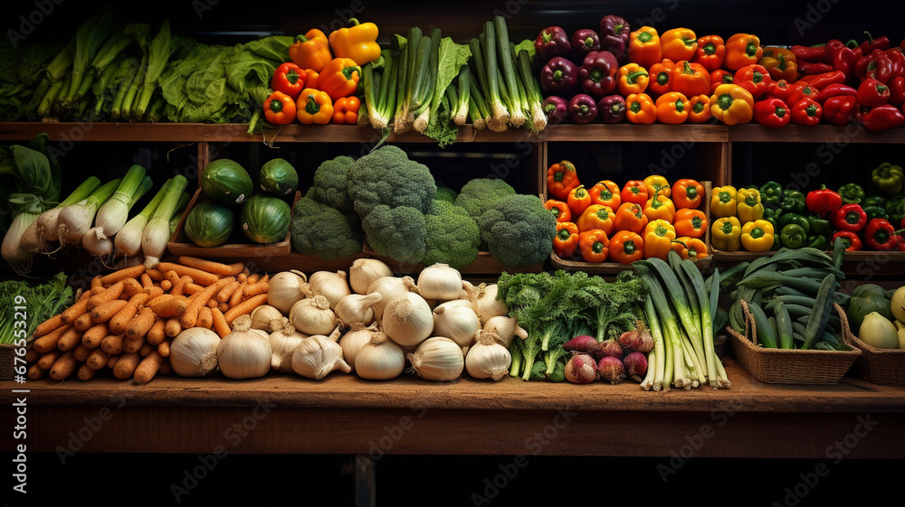 fresh vegetables in the supermarket