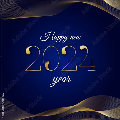 Golden happy new 2024 year text
