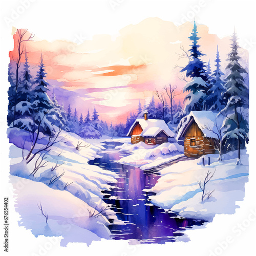 Winter wallpaper watercolor paint 