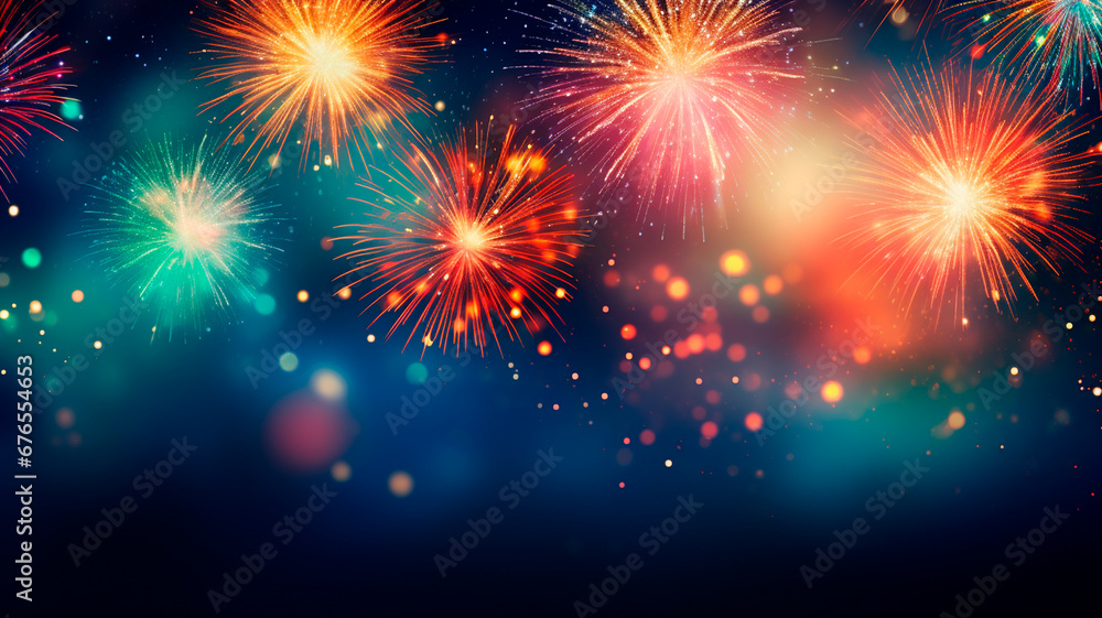 Naklejka premium colorful holiday fireworks