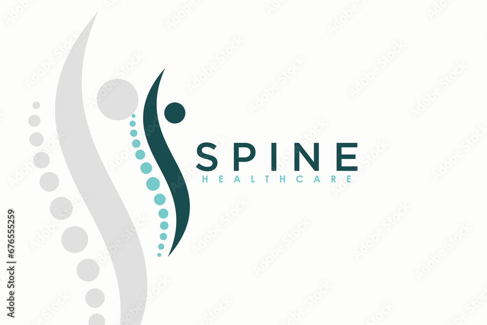 chiropractic logo design with spine concept - obrazy, fototapety, plakaty 