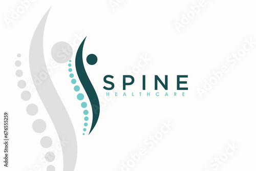 chiropractic logo design with spine concept photo