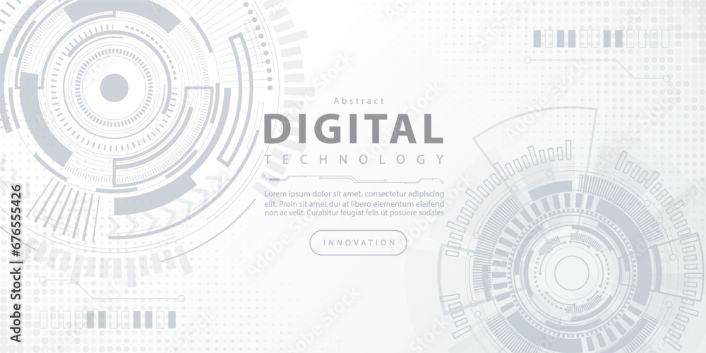 Digital technology futuristic data white background, cyber nano information, abstract communication, innovation future tech data, internet network speed connection, Ai big data lines dots illustration