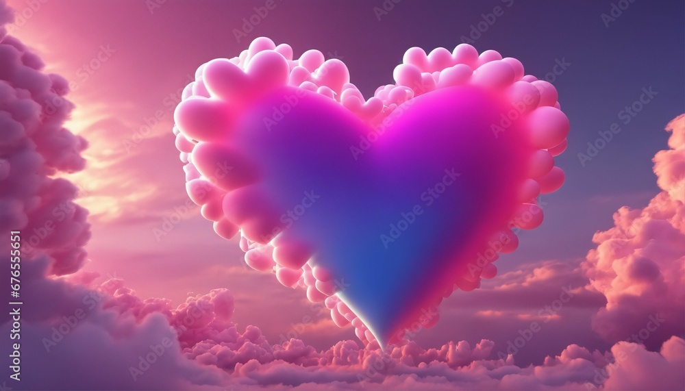 Colorful Valentine’s Day heart in the clouds - Beautiful abstract background
