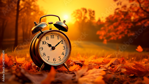 clock in the autumn forest