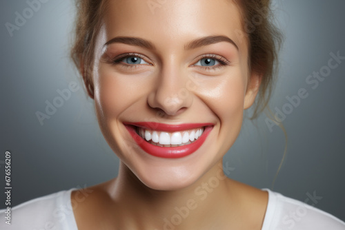 The art of teeth whitening, brightening your world one smile at a time. Concept of smile transformation. Generative Ai.