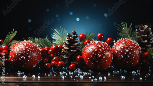 Christmas Balls shiny Decorated with Glowing concept Background AI Genareted photo