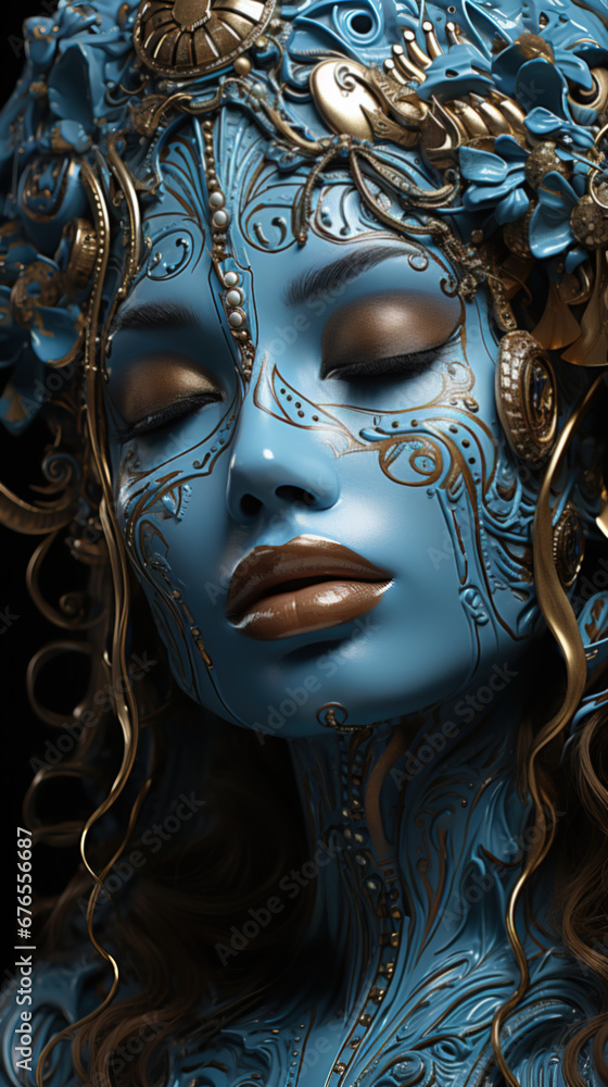 Portrait of a woman with blue makeup and surreal elements Portrait of a woman with blue makeup and surreal elements