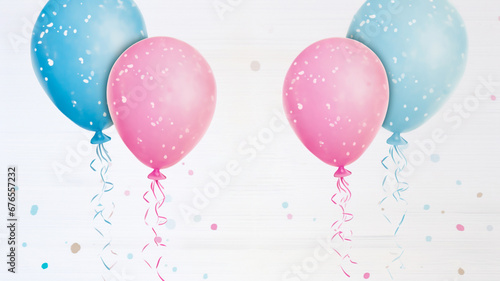 colorful balloons and ribbons on white background with text happy birthday.