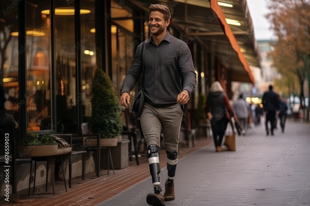 Fototapeta premium Man with prosthetic leg