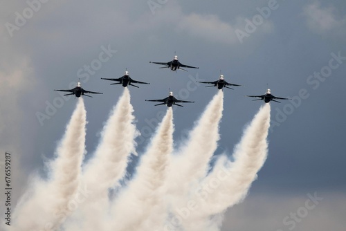 Aircrafts on the sky during air show