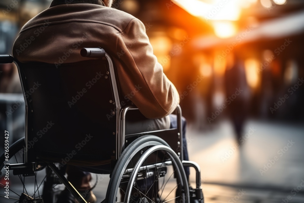 Disabled person in a wheelchair. Caring for the disabled Disabled person in a wheelchair. Caring for the disabled