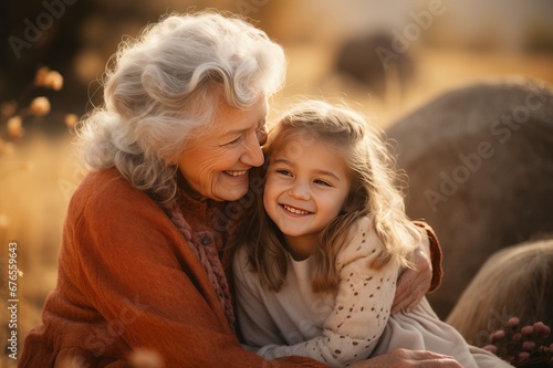 Happy grandmother and granddaughter. A happy family