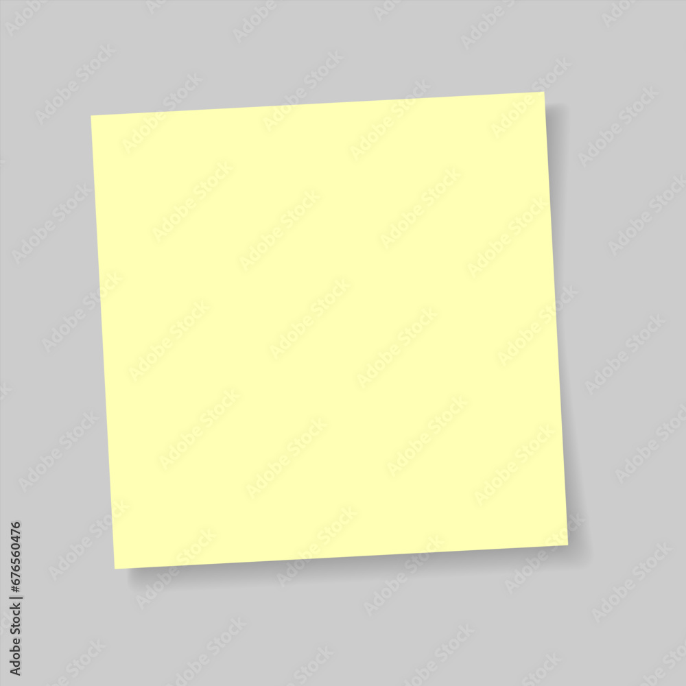 Post note paper sheet isolated on gray background. Vector yellow office memo template. Message on note paper. Reminder sticky note. Template for your projects. Vector illustration. Post note paper sheet isolated on gray background. Vector yellow office memo template. Message on note paper. Reminder sticky note. Template for your projects. Vector illustration.