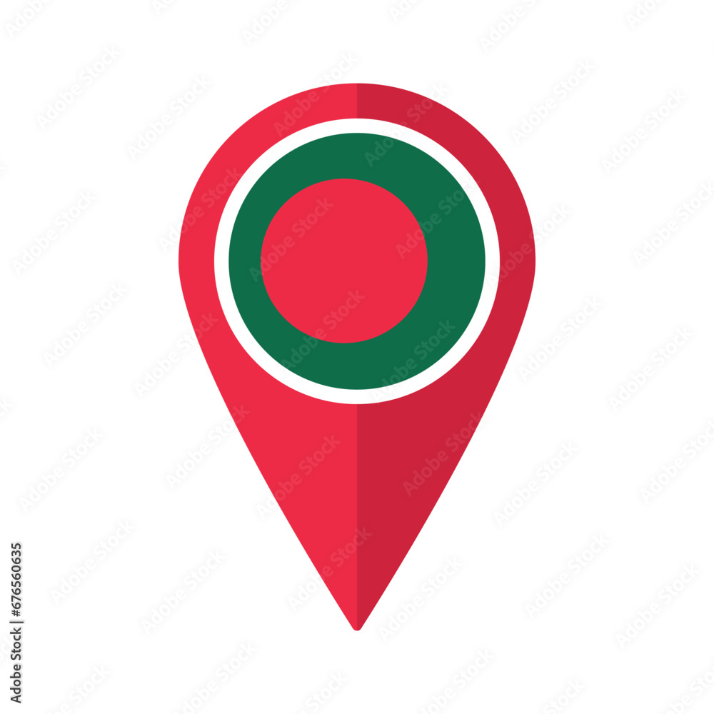 Flag of Bangladesh flag on map pinpoint icon isolated red color Flag of Bangladesh flag on map pinpoint icon isolated red color
