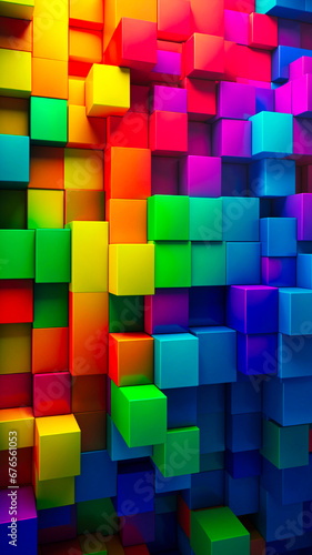 An abstract colorful wallpaper made of blocks