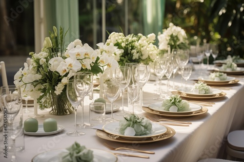 Festive table. Beautiful dishes.