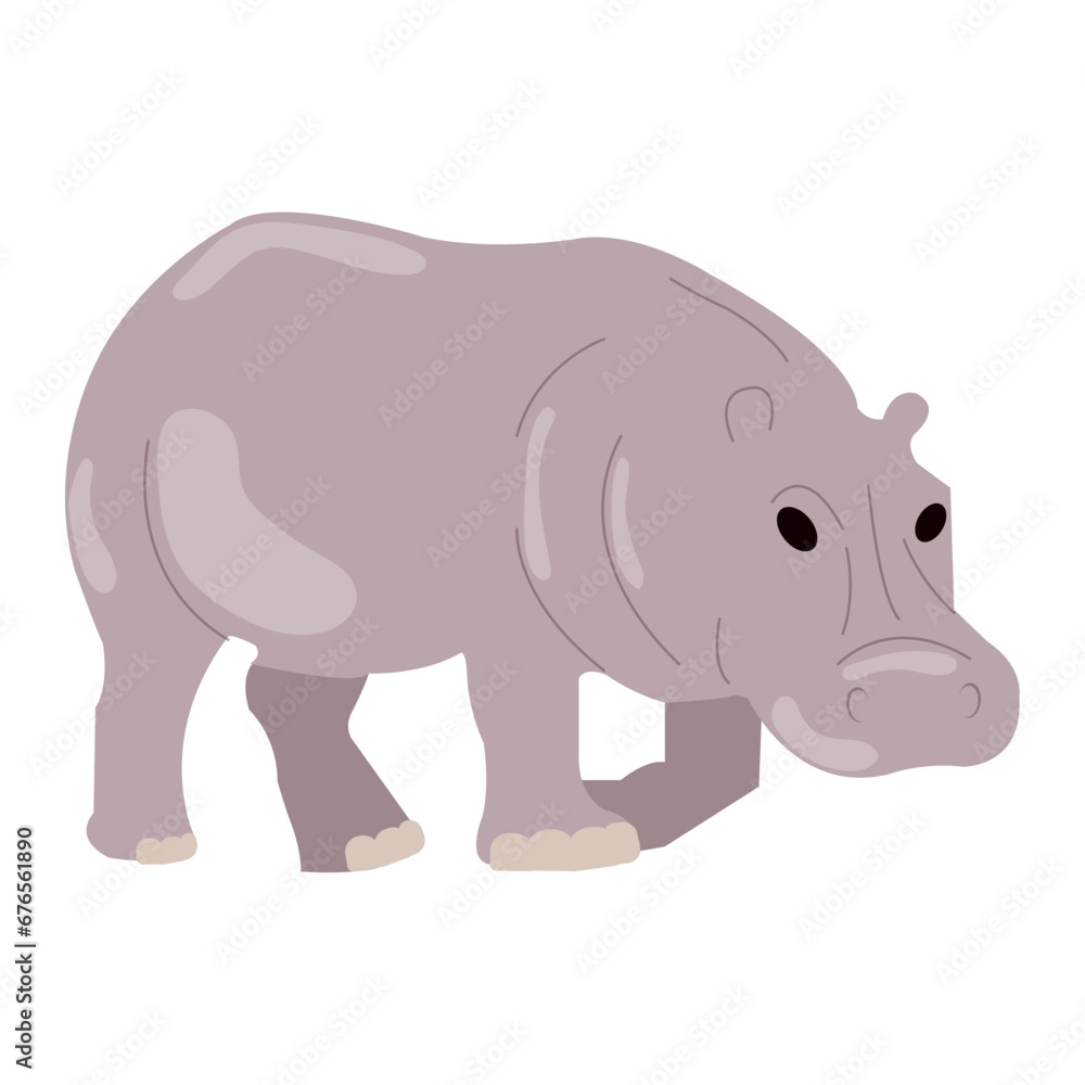 Isolated cute hippo cartoon character Vector Isolated cute hippo cartoon character Vector