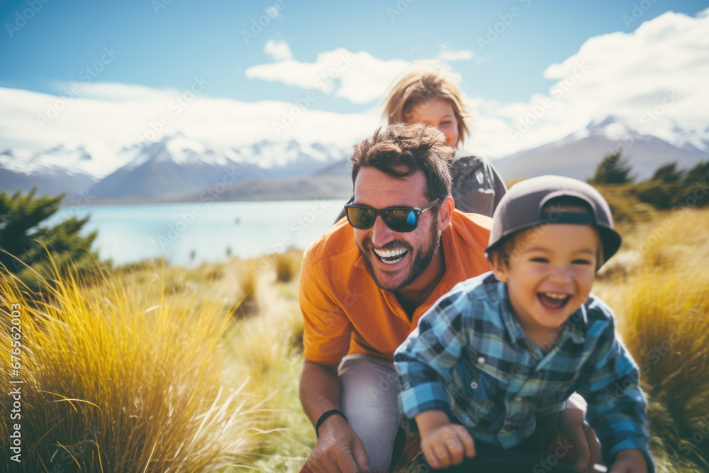 Yong family having fun together, enjoying summer in New Zealand